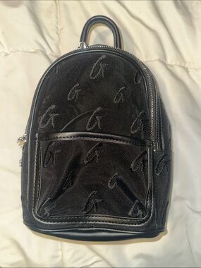 Glam-Aholic Black Mini Backpack with Subtle Script Monogram